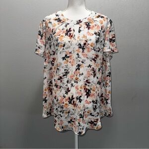 Torrid Top Womens 3X White Floral Georgette Keyhole Flutter Sleeve Fairy Flirty